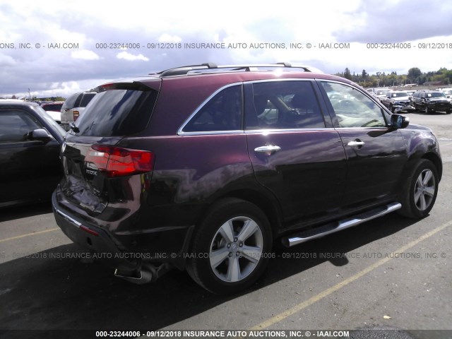 2HNYD2H68AH532129 - 2010 ACURA MDX TECHNOLOGY RED photo 4