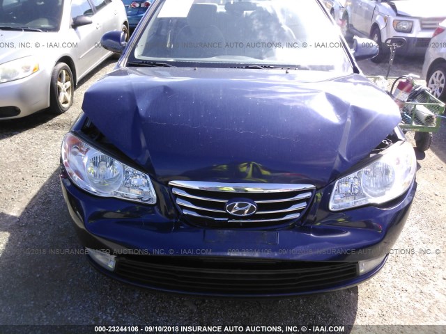 KMHDU4AD2AU167285 - 2010 HYUNDAI ELANTRA BLUE/GLS/SE BLUE photo 6