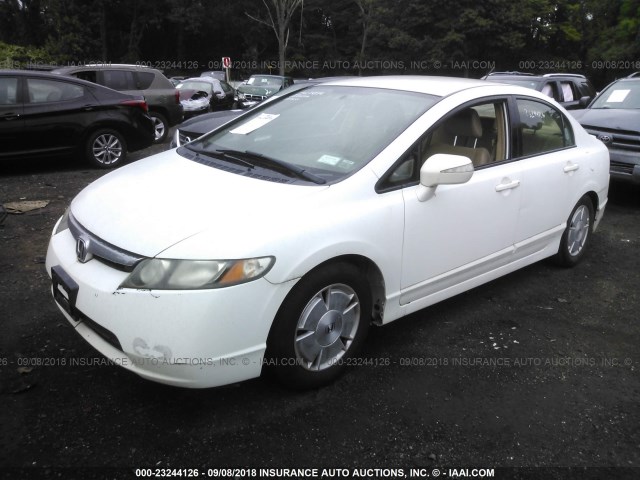 JHMFA36257S012532 - 2007 HONDA CIVIC HYBRID WHITE photo 2