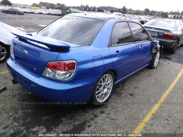 JF1GD796X6G502801 - 2006 SUBARU IMPREZA WRX/LIMITED BLUE photo 4