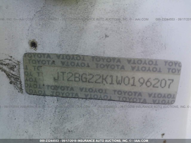 JT2BG22K1W0196207 - 1998 TOYOTA CAMRY CE/LE/XLE 白色 照片 9