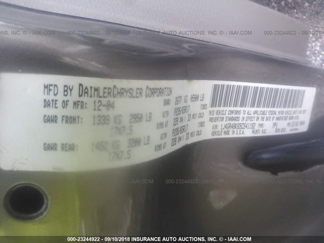 1J4GR48K65C541152 - 2005 JEEP GRAND CHEROKEE LAREDO/COLUMBIA/FREEDOM 米色 照片 9