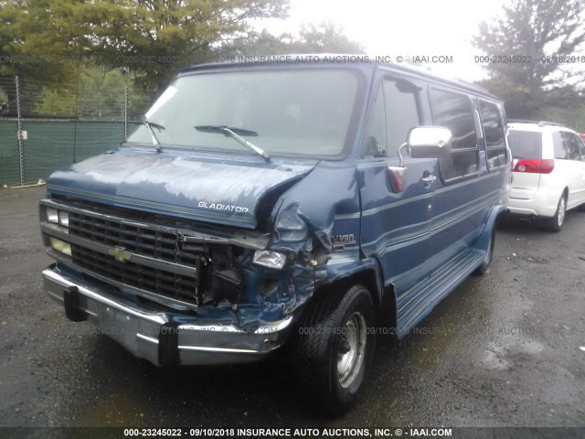 2GBEG25K4P4131375 - 1993 CHEVROLET G20 BLUE photo 2