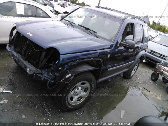 1J4GL48K15W553998 - 2005 JEEP LIBERTY SPORT Dark Blue photo 2