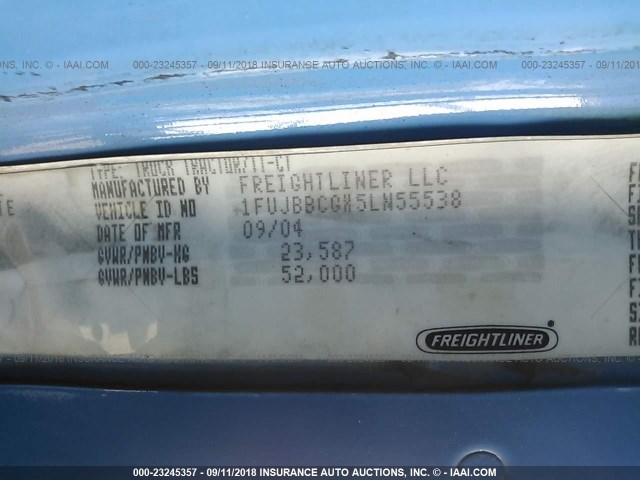 1FUJBBCGX5LN55538 - 2005 FREIGHTLINER CONVENTIONAL ST120 BLUE photo 10