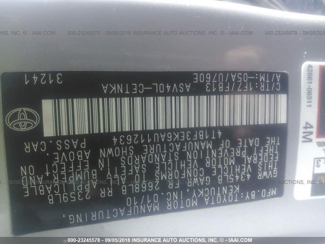 4T1BF3EK6AU112634 - 2010 TOYOTA CAMRY SE/LE/XLE SILVER photo 9