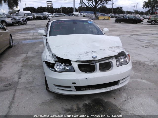 WBAUL7C59BVM80051 - 2011 BMW 128 I WHITE photo 6