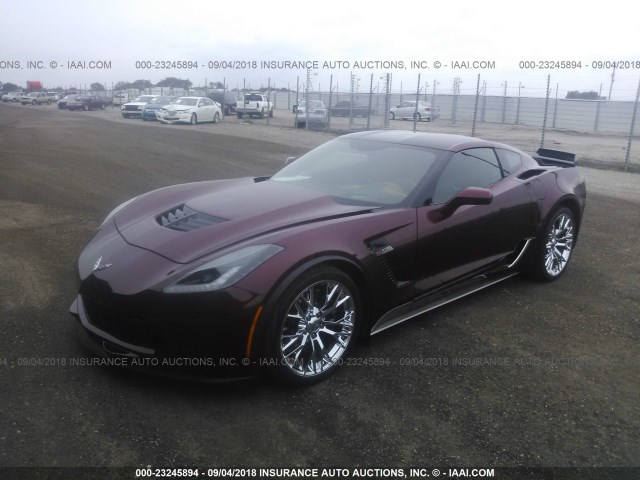 1G1YU2D67G5603020 - 2016 CHEVROLET CORVETTE 3LZ/Z06 MAROON photo 2