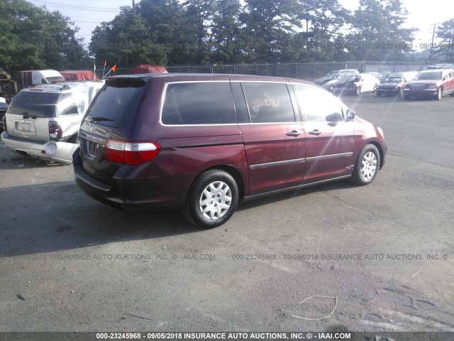 5FNRL38257B121723 - 2007 HONDA ODYSSEY LX BURGUNDY photo 4