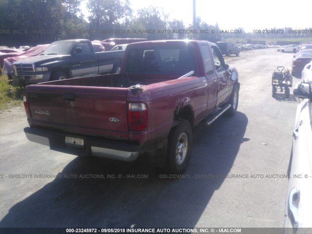 1FTZR45E65PA02701 - 2005 FORD RANGER SUPER CAB RED photo 4