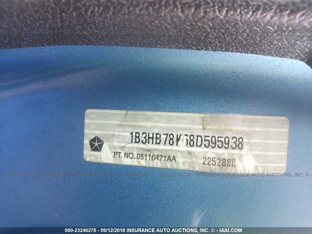 1B3HB78K68D595938 - 2008 DODGE CALIBER R/T BLUE photo 9