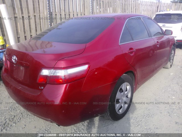 4T1BE46K97U116760 - 2007 TOYOTA CAMRY NEW GENERAT CE/LE/XLE/SE RED photo 4