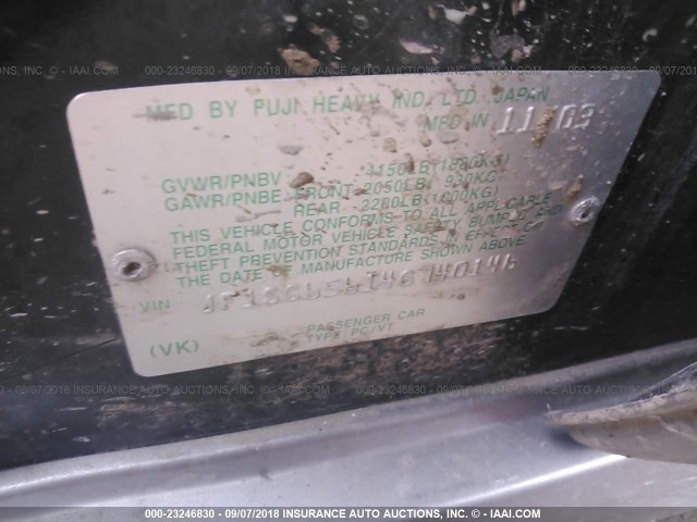 JF1SG65614G740146 - 2004 SUBARU FORESTER 2.5XS Черный фото 9