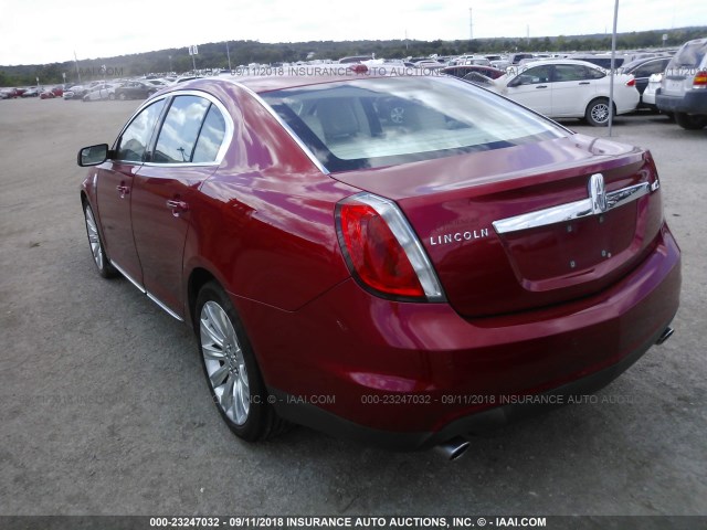 1LNHL9DR6AG609508 - 2010 LINCOLN MKS RED photo 3