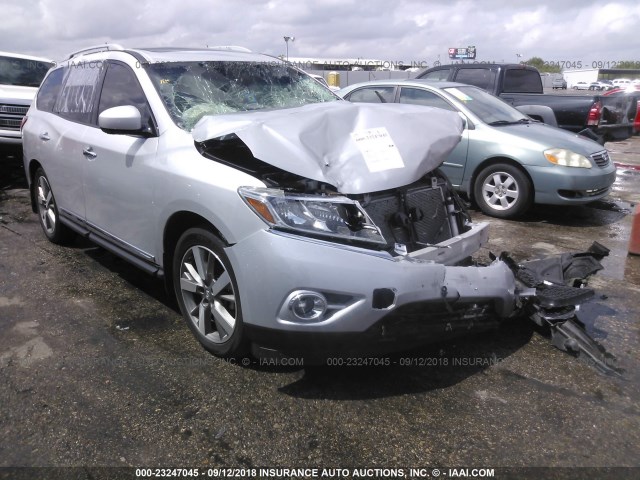 5N1AR2MN0EC728169 - 2014 NISSAN PATHFINDER S/SV/SL/PLATINUM SILVER photo 1