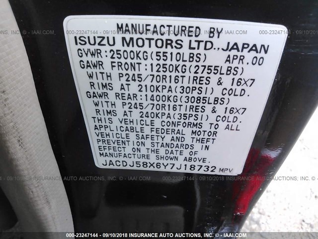 JACDJ58X6Y7J18732 - 2000 ISUZU TROOPER S/LS/LIMITED 绿色 照片 9