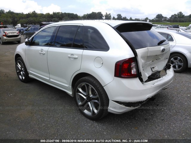 2FMDK3AK9DBB83685 - 2013 FORD EDGE SPORT WHITE photo 3