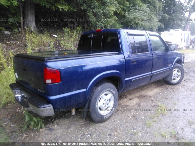 1GCDT13WX1K212070 - 2001 CHEVROLET S TRUCK S10 BLUE photo 4