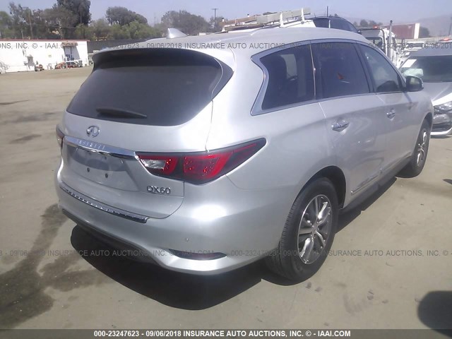 5N1DL0MN1HC505405 - 2017 INFINITI QX60 SILVER photo 4