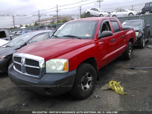 1D7HW28K45S245730 - 2005 DODGE DAKOTA QUAD/ST RED photo 2