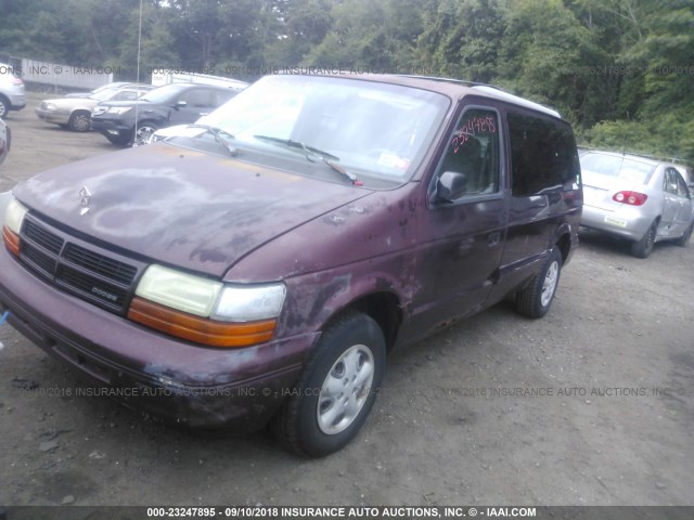 2B4GH2534SR309336 - 1995 DODGE CARAVAN MAROON photo 2