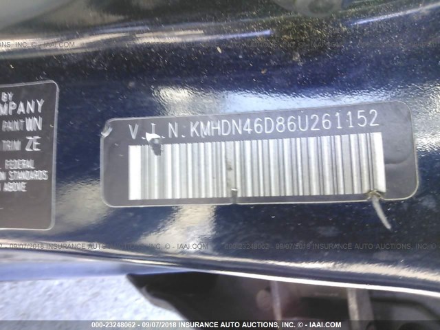 KMHDN46D86U261152 - 2006 HYUNDAI ELANTRA GLS/GT/LIMITED BLUE photo 9