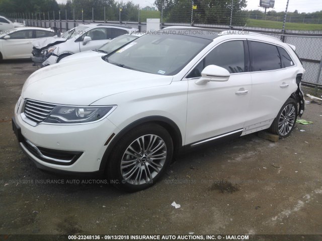 2LMTJ6LR9GBL54843 - 2016 LINCOLN MKX RESERVE WHITE photo 2