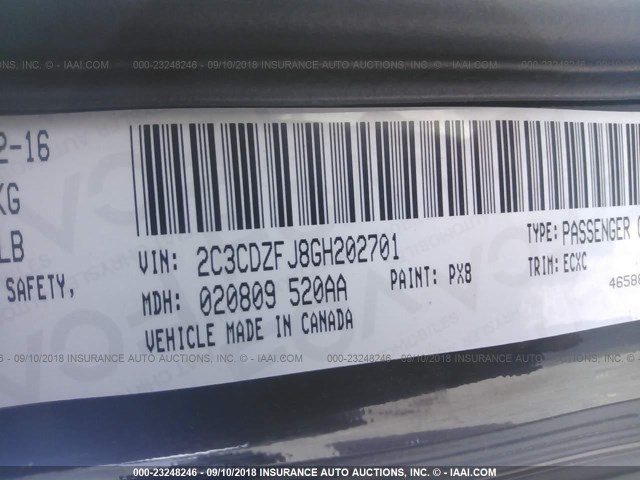 2C3CDZFJ8GH202701 - 2016 DODGE CHALLENGER R/T SCAT PACK BLACK photo 9