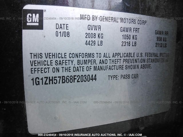 1G1ZH57B68F203044 - 2008 CHEVROLET MALIBU 1LT 黑色 照片 9