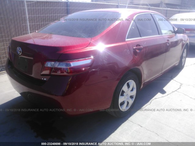 4T1BE46K17U088193 - 2007 TOYOTA CAMRY NEW GENERAT CE/LE/XLE/SE RED photo 4