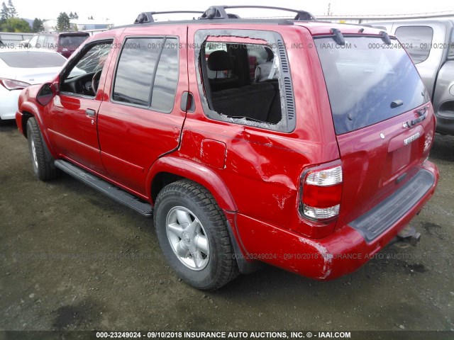 JN8DR07Y51W520295 - 2001 NISSAN PATHFINDER LE/SE/XE RED photo 3