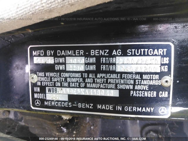 WDBCA39E5KA438048 - 1989 MERCEDES-BENZ 560 SEL BLUE photo 9