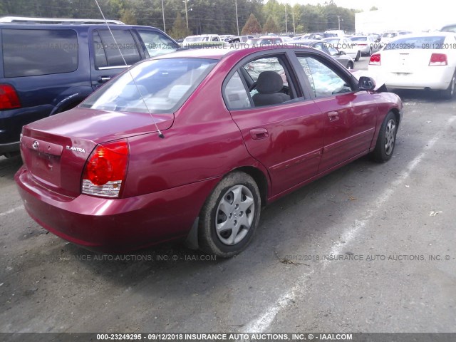 KMHDN46D85U100508 - 2005 HYUNDAI ELANTRA GLS/GT RED photo 4