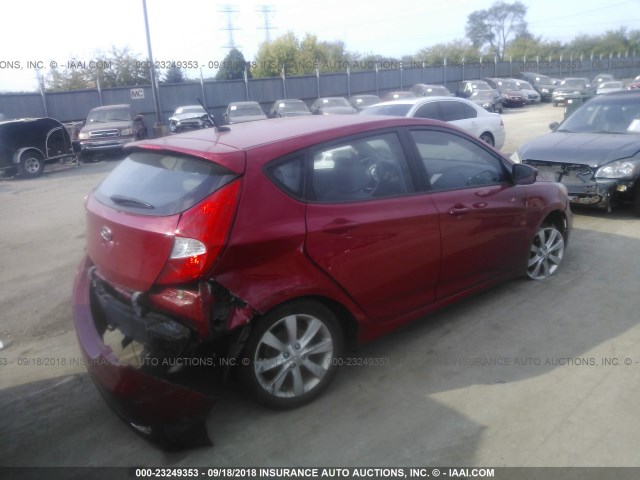 KMHCU5AE0DU103048 - 2013 HYUNDAI ACCENT GLS/SE RED photo 4