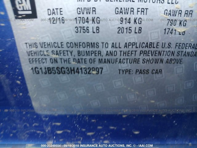 1G1JB5SG3H4132897 - 2017 CHEVROLET SONIC LS BLUE photo 9