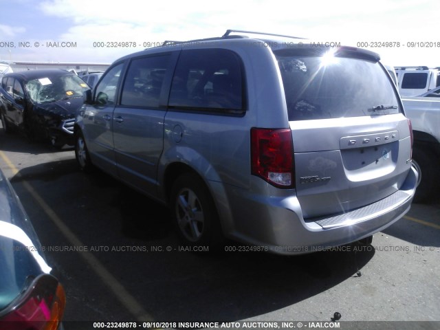 2C4RDGCG5DR626720 - 2013 DODGE GRAND CARAVAN SXT SILVER photo 3