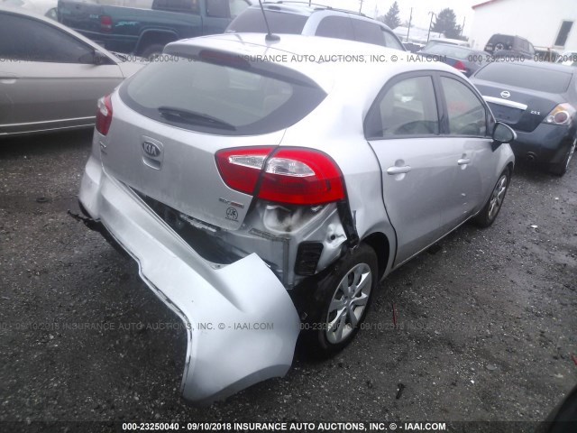 KNADN5A35D6250018 - 2013 KIA RIO EX/SX SILVER photo 4