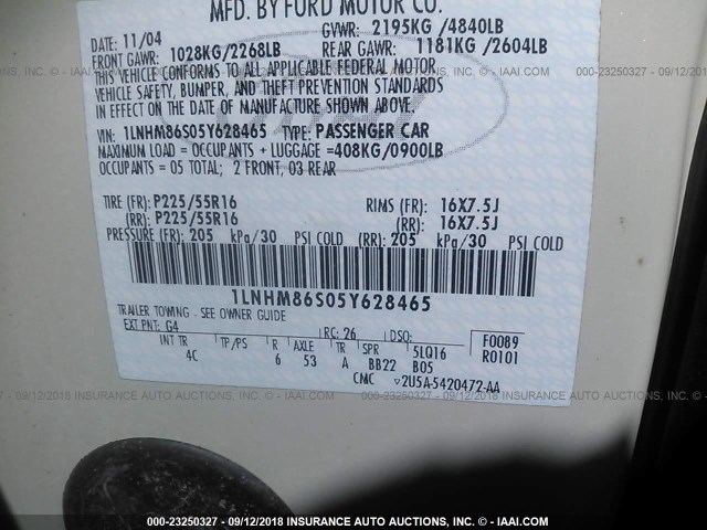 1LNHM86S05Y628465 - 2005 LINCOLN LS Dəniz mavisi foto 9