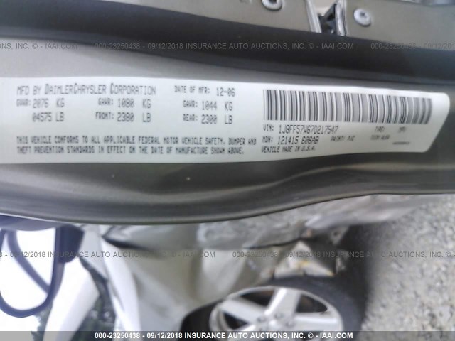 1J8FF57W67D217547 - 2007 JEEP COMPASS LIMITED BROWN photo 9