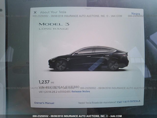 5YJ3E1EA1JF031380 - 2018 TESLA MODEL 3 შავი ფოტო 7
