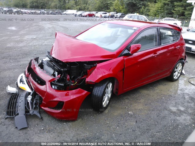 KMHCU5AE2EU154374 - 2014 HYUNDAI ACCENT GLS/SE RED photo 2