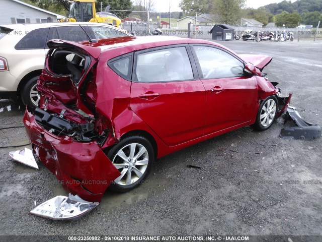 KMHCU5AE2EU154374 - 2014 HYUNDAI ACCENT GLS/SE RED photo 4