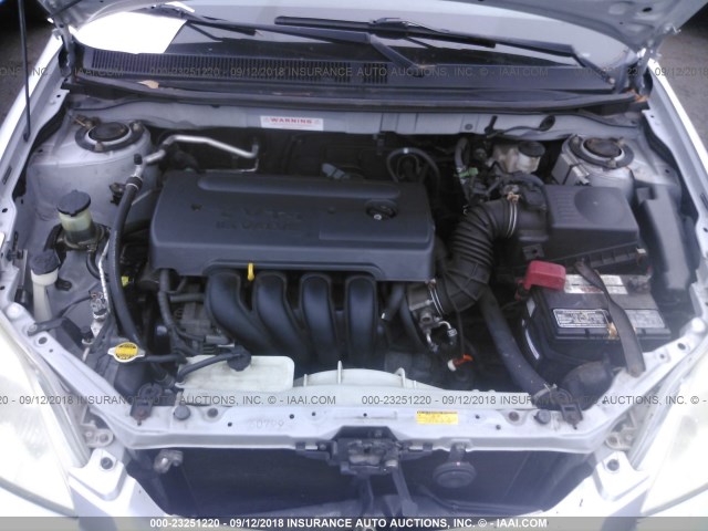 2T1KR32E95C337174 - 2005 TOYOTA COROLLA MATRIX XR SILVER photo 10