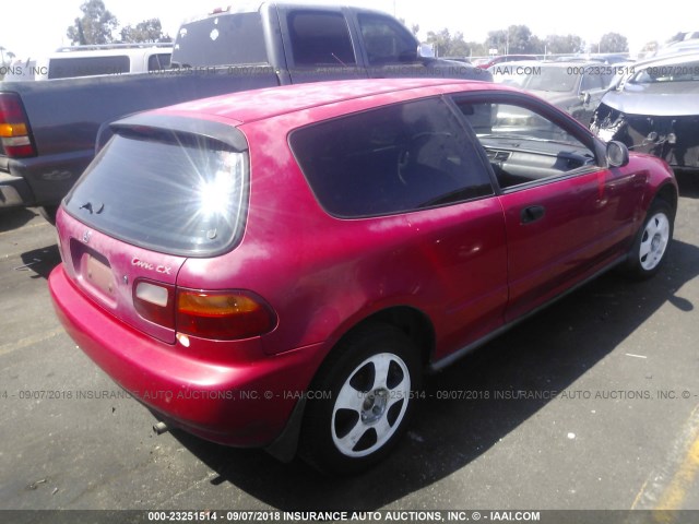 2HGEH2359SH500482 - 1995 HONDA CIVIC CX RED photo 4