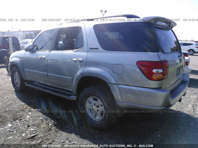 5TDZT38AX2S090951 - 2002 TOYOTA SEQUOIA LIMITED SILVER photo 3