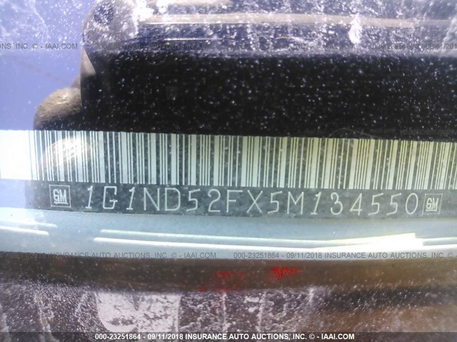 1G1ND52FX5M134550 - 2005 CHEVROLET CLASSIC GRAY photo 9