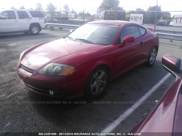 KMHHN65F44U125808 - 2004 HYUNDAI TIBURON GT RED photo 2