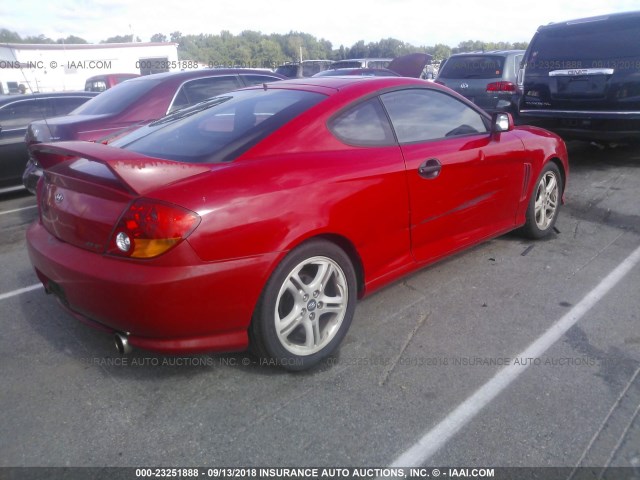 KMHHN65F44U125808 - 2004 HYUNDAI TIBURON GT RED photo 4