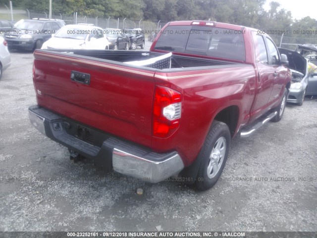 5TFRM5F17JX129760 - 2018 TOYOTA TUNDRA DOUBLE CAB SR/SR5 RED photo 4