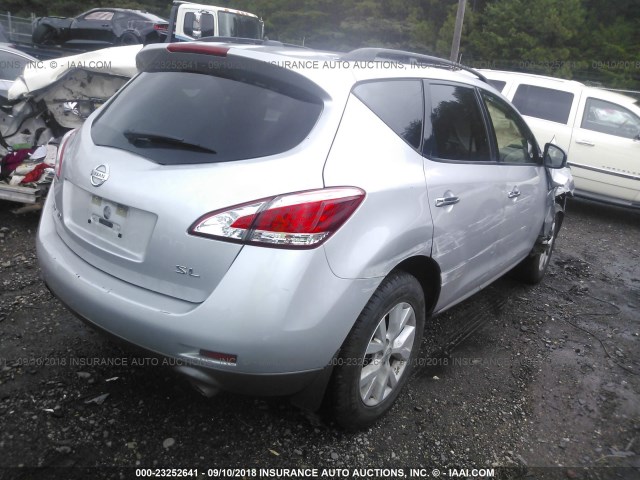 JN8AZ1MU5CW115101 - 2012 NISSAN MURANO S/SL/LE SILVER photo 4